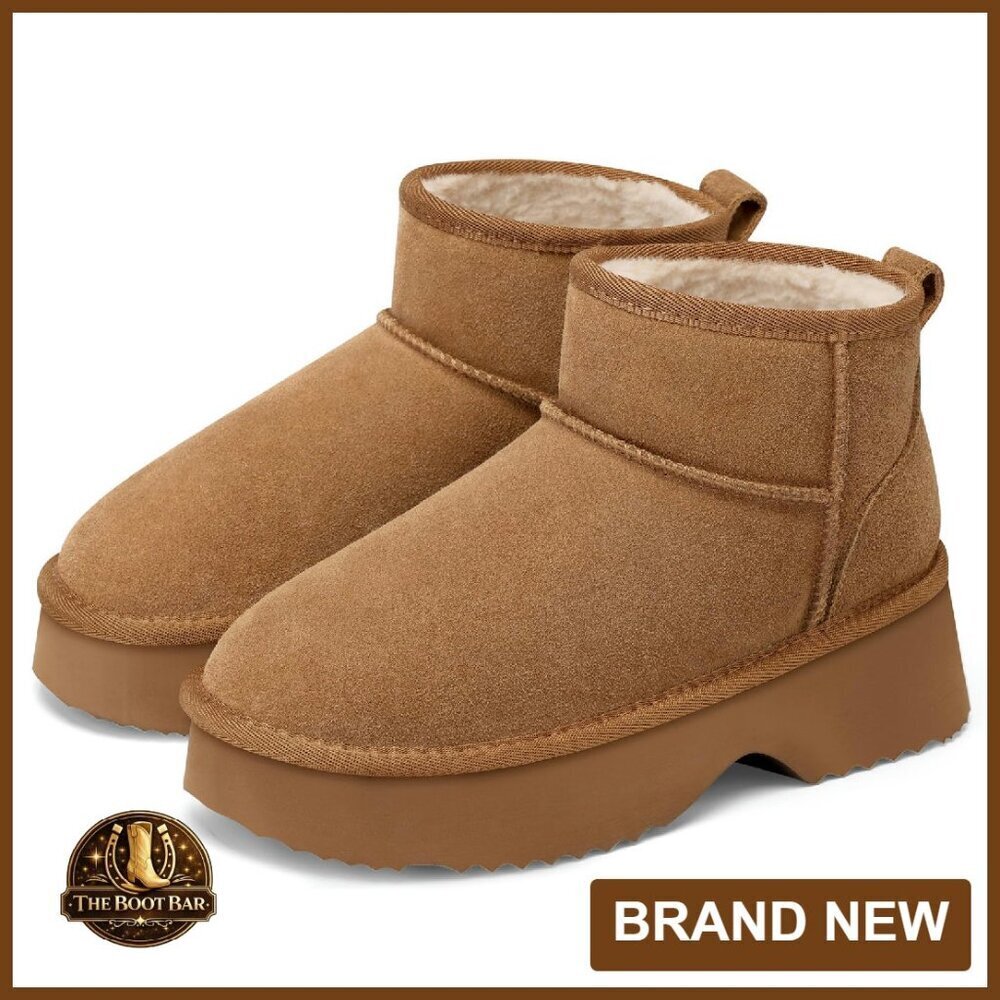 Women's Genuine Suede Ankle Boots Winter Warm Waterproof Memory Foam